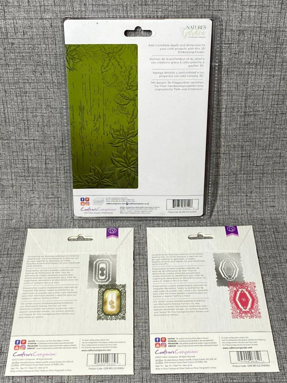 NEW Crafters Companion 3pc Lot Sparkling Snowflake & Baubles & Emboss Folder